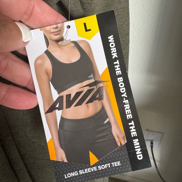 Avia Green Long Sleeve Tee with Ribbed Cuffs - Picture 2 of 3